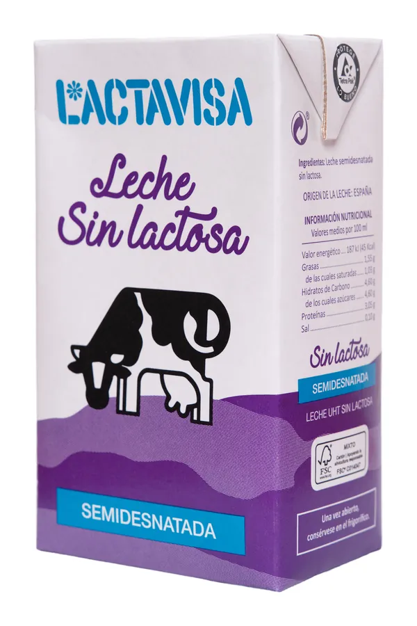 Brik de leche semidesnatada sin lactosa Lactavisa