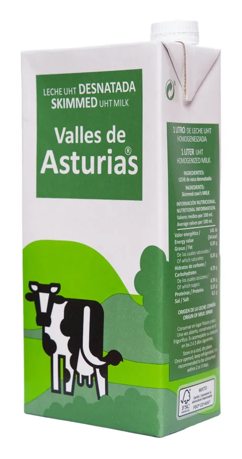 Brik de leche Valles de Asturias Desnatada