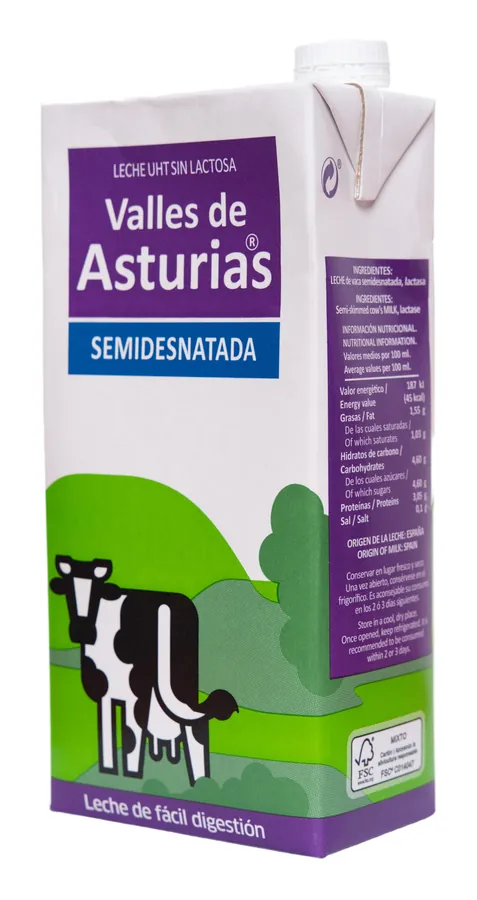 Brik de leche Valles de Asturias Sin Lactosa