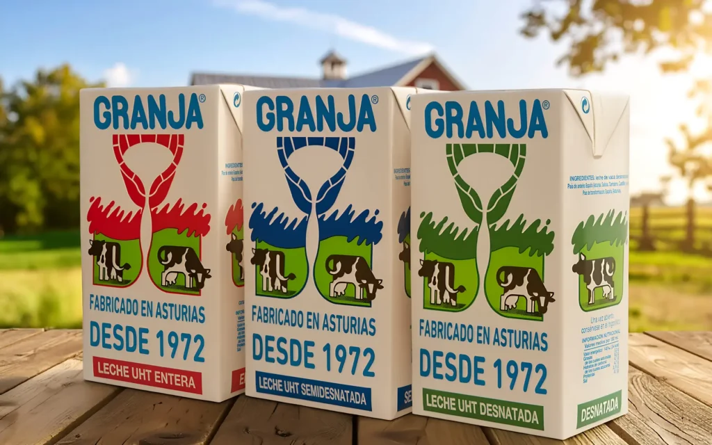 Briks de leche Granja, fabricada en Asturias desde 1972